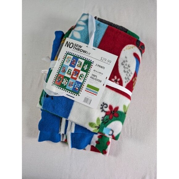 No Sew Throw Blanket 12 Days of Christmas 48x60 DIY Craft Project Gift Kit NEW - Picture 1 of 4